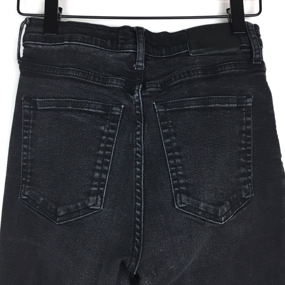 EVERLANE Skinny Jeans High Waist Black Wash Distressed Faded Size 27 Regular - Picture 5 of 13